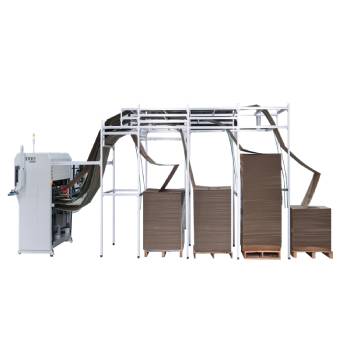 Machine de découpe et d'emballage de papier ondulé continu à quatre stocks